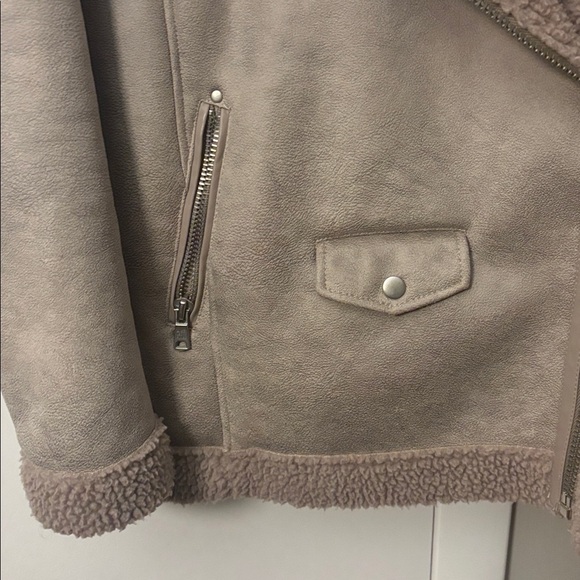 Anthropologie Avec Les Fillles Women’s Moto Sherpa Jacket Size Medium - Picture 8 of 11